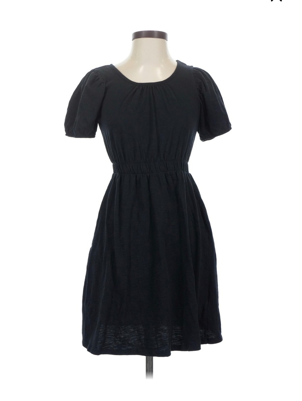 Anthropologie Daily Practice Black Cotton Short Sleeve Dress XXS